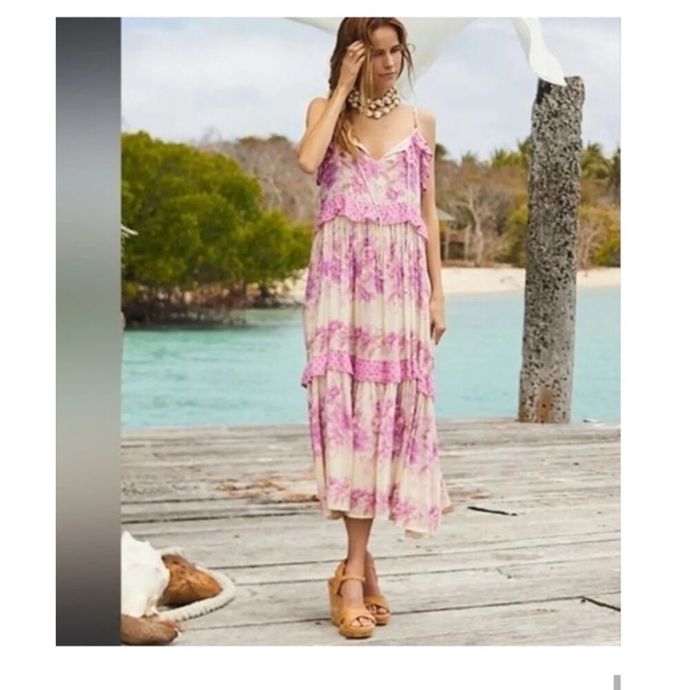 Spell & The Gypsy Coco Lei Strappy Dress Spaghetti Straps Floral Size Large